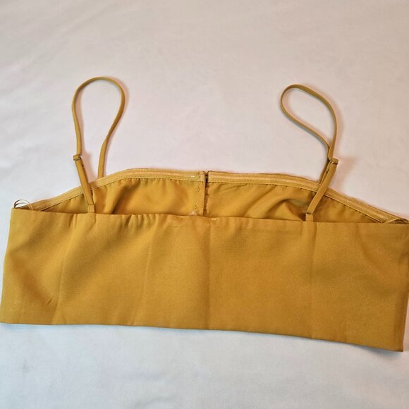 LUXXEL Women's Button Up Bralette Top  Sz: M Mustard - Picture 2 of 6